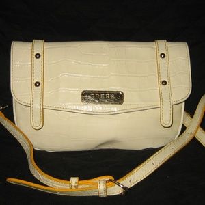 BRERA Creamy White Croc Print Leather Handbag